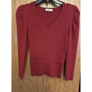 NEW Zeagoo Women's V Neck Puff Sleeve Pullover Sweater Size Medium